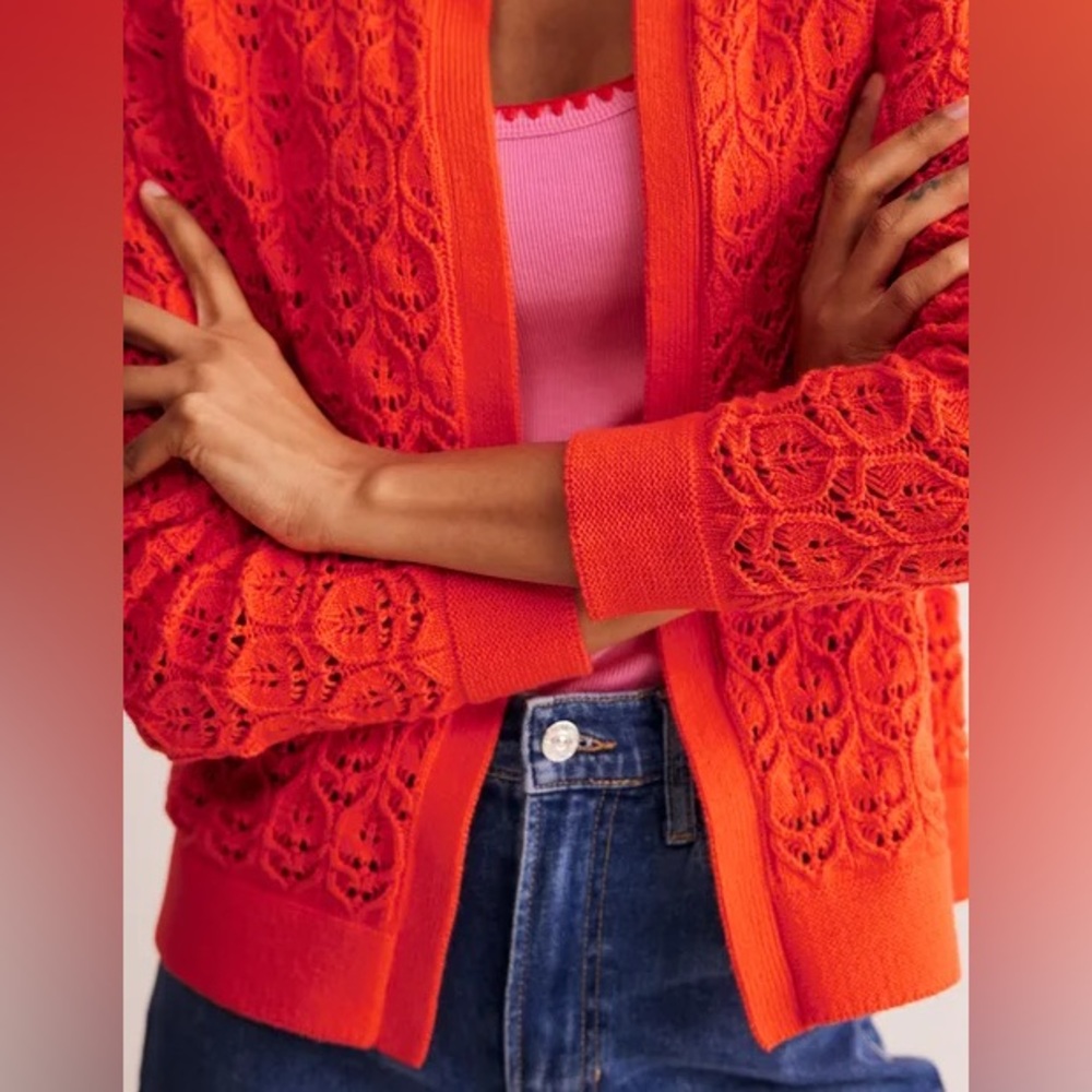 Crochet Knit Cardigan -
Gladioli Orange - Picture 3 of 13